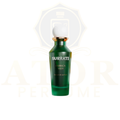 Green Surrati perfume bottle on a white background