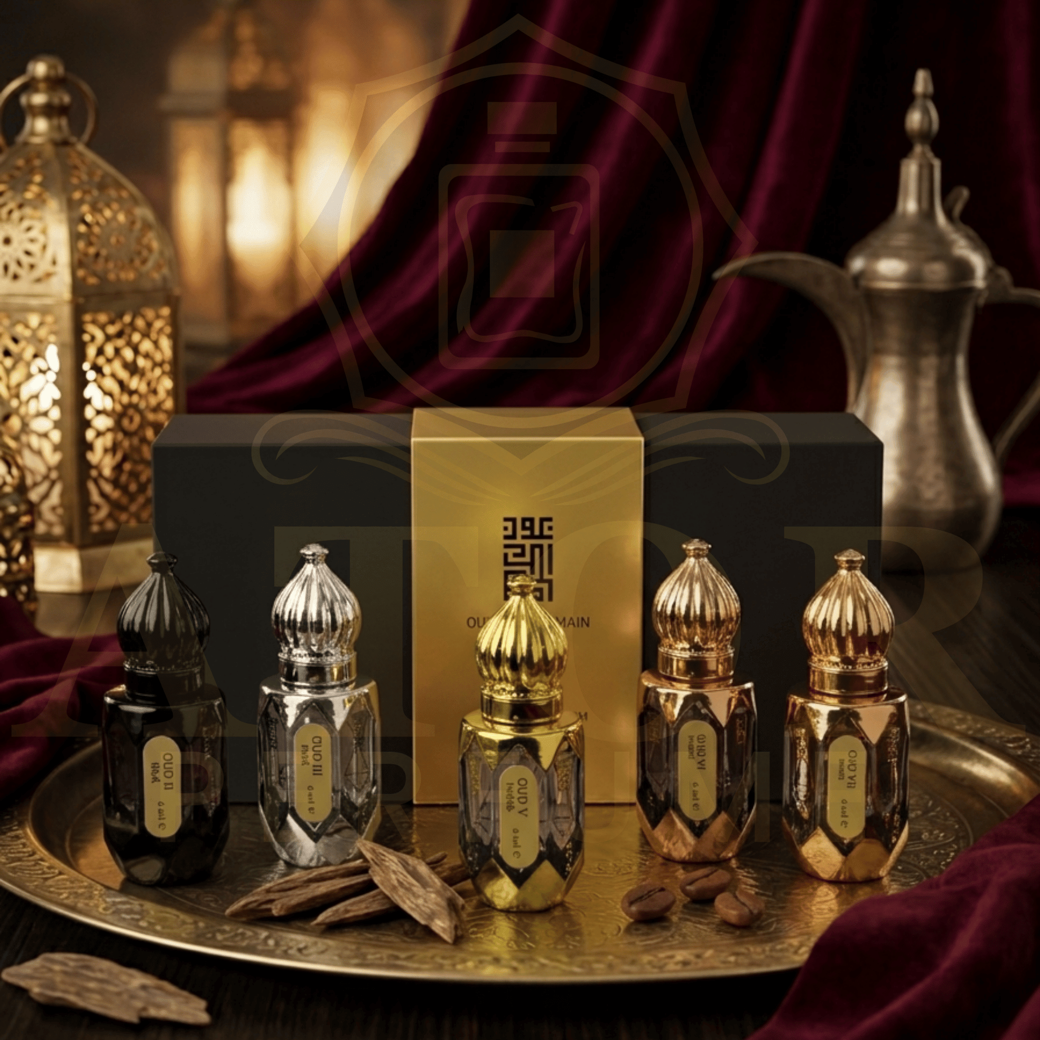 Oud Alharamain Discovery Collection – 5x6ml Concentrated Perfume Oil Gift Set (Musk, Malaki, Black, Verdant, Nerolie) - Ator Perfume