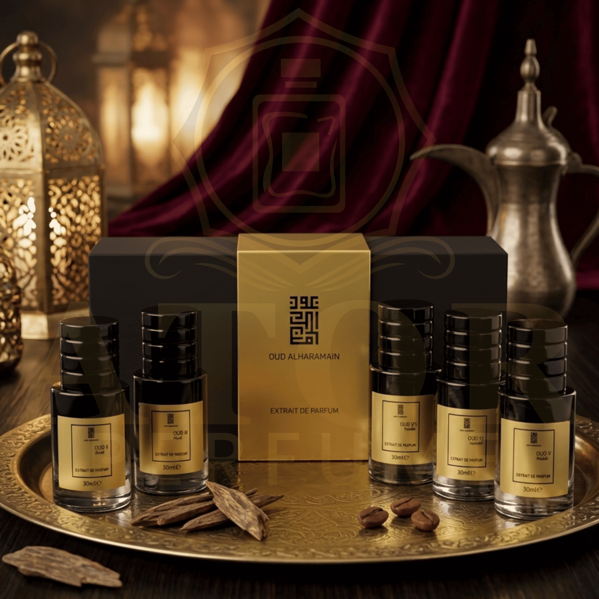 Oud Alharamain Luxury Collection – 5x30ml Concentrated Perfume Oil Gift Set (Musk, Malaki, Black, Vanilla, Verdant) - Ator Perfume